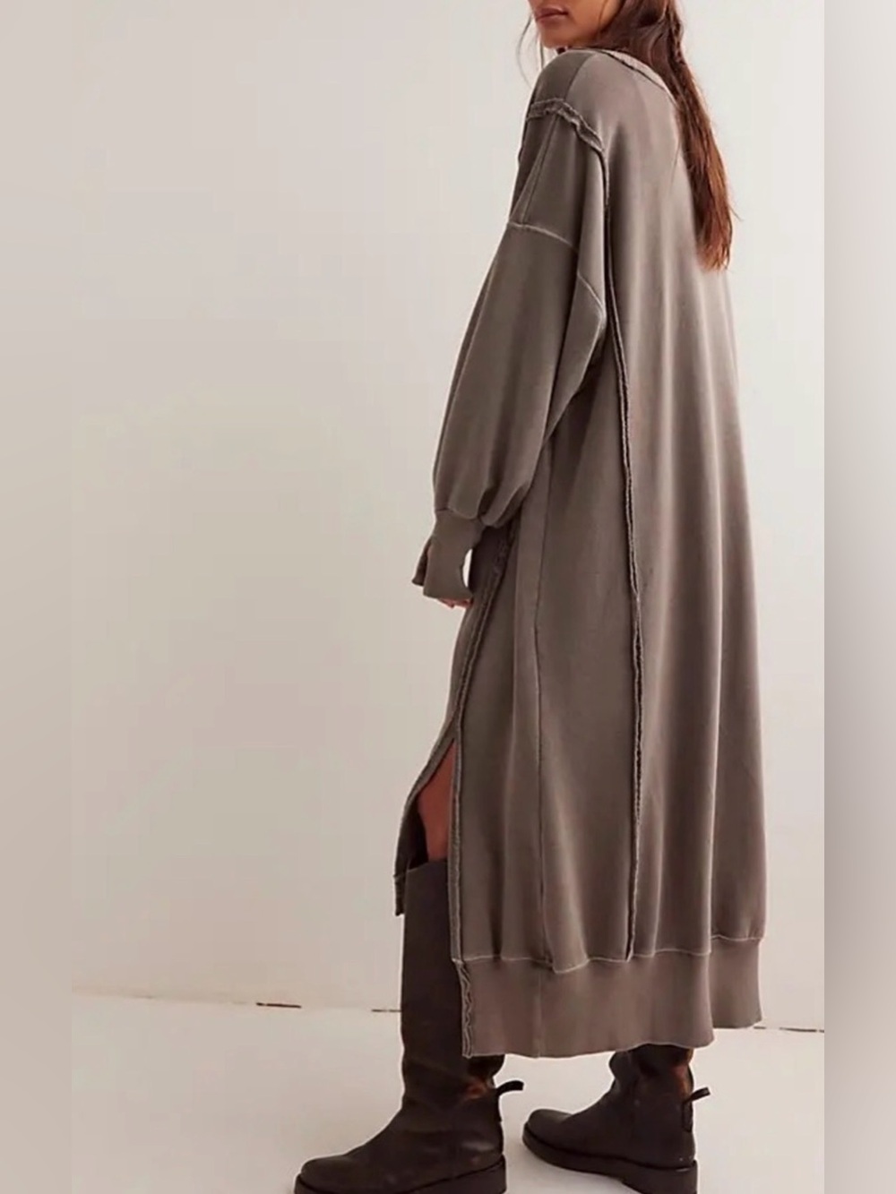 We the Free Camden Maxi Sweatshirt w/pockets🔥Olive green •Large • Free People - Picture 11 of 13